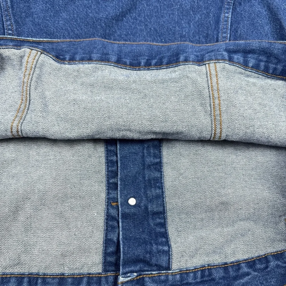 VTG Wrangler Jacket Mens 2XL XXL Jean Jacket Trucker Work Blue Button Distressed